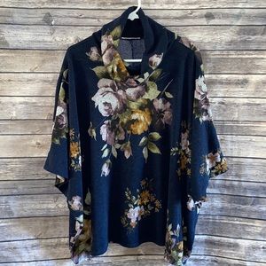Andree by Unit floral cowl neck sweater poncho